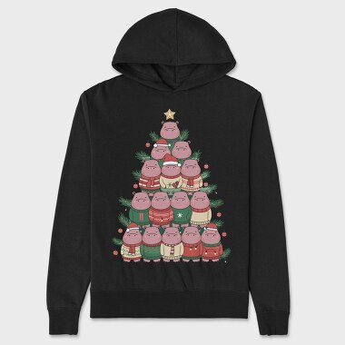 Hippos Christmas Tree, Hanorac Oversize Barbati (Unisex)