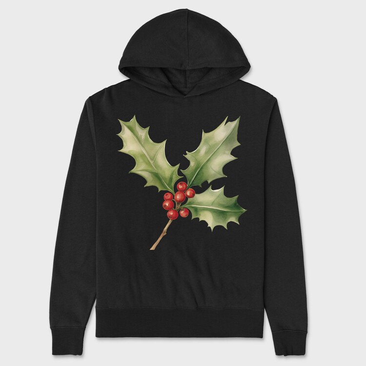 Holly Berry Branch, Hanorac Oversize Barbati (Unisex)
