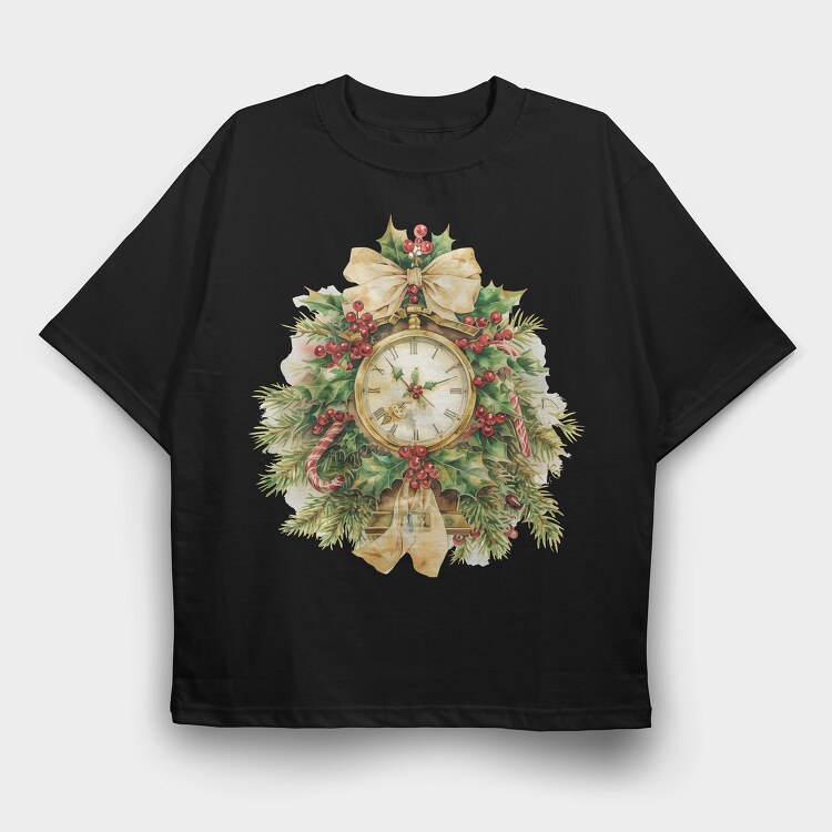 Holly Clock Mistletoe, Tricou Oversize Barbati (Unisex)