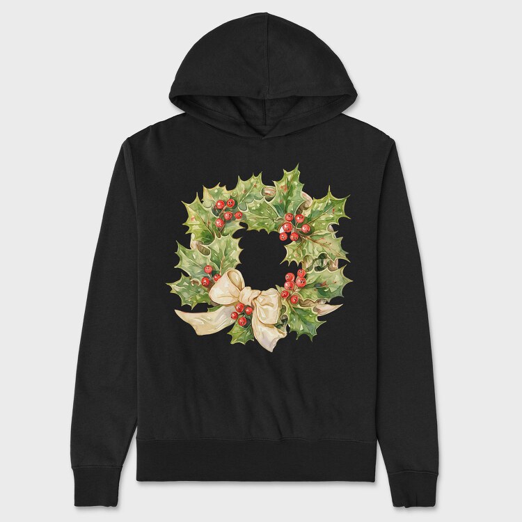 Holly Wreath Bow, Hanorac Oversize Barbati (Unisex)