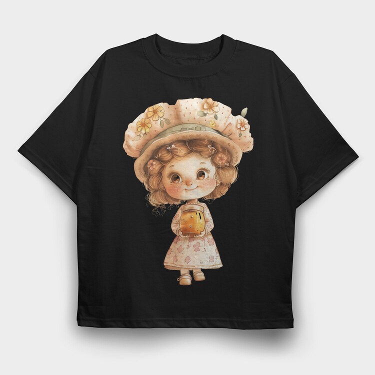Honey Flower Girl Clipart, Tricou Oversize Barbati (Unisex)