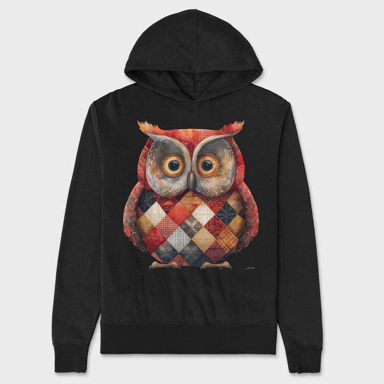 Hooting Christmas Quilt Owl, Hanorac Oversize Barbati (Unisex)