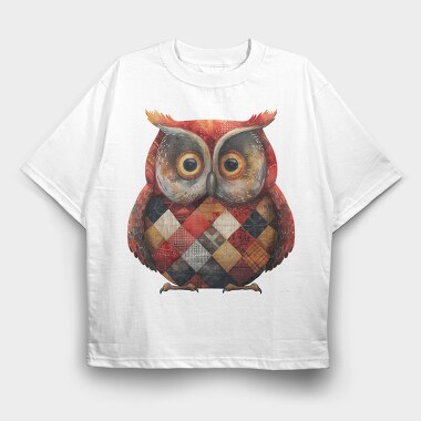 Hooting Christmas Quilt Owl, Tricou Oversize Barbati (Unisex)