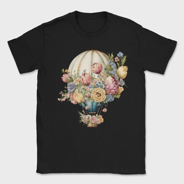 Hot Air Balloon Floral Vintage, Tricou Barbati (Unisex)