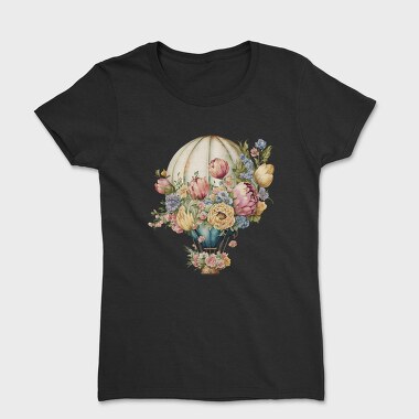 Hot Air Balloon Floral Vintage, Tricou Femei