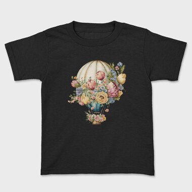 Hot Air Balloon Floral Vintage, Tricou Copii