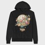 Hot Air Balloon Floral Vintage, Hanorac Oversize Barbati (Unisex)