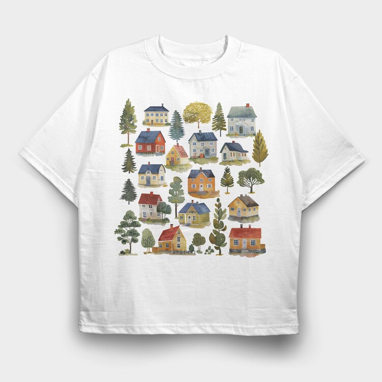 Houses 1, Tricou Oversize Barbati (Unisex)