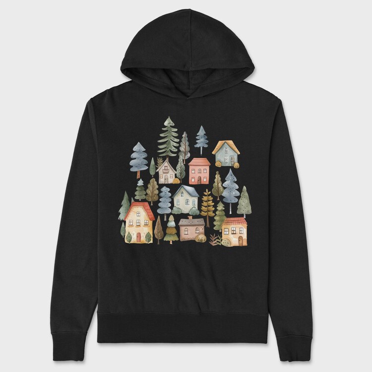 Houses 16 Nordic House Clipart, Hanorac Oversize Barbati (Unisex)