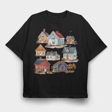 Houses 5, Tricou Oversize Barbati (Unisex)