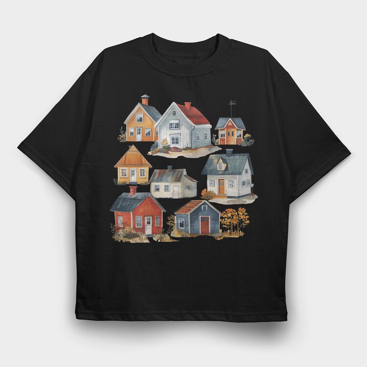 Houses 5, Tricou Oversize Barbati (Unisex)