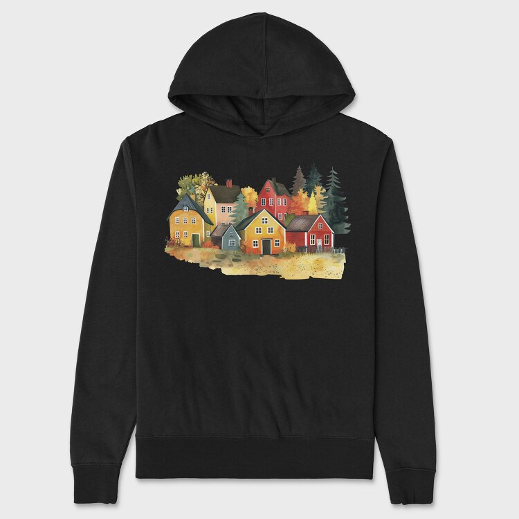 Houses In Autumn, Hanorac Oversize Barbati (Unisex)