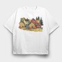 Houses In Autumn, Tricou Oversize Barbati (Unisex)