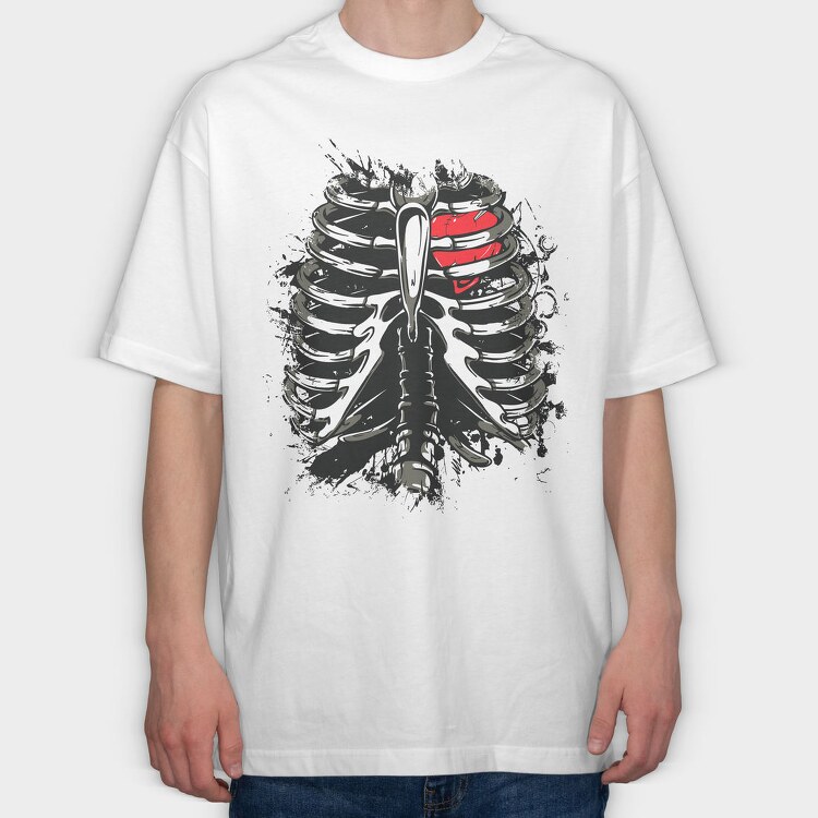 Ribs Heart Tattoo, Tricou Oversize Barbati (Unisex)