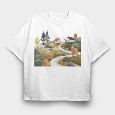 Houses In Countryside, Tricou Oversize Barbati (Unisex)