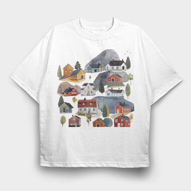 Houses In Hills, Tricou Oversize Barbati (Unisex)