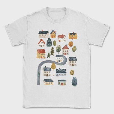 Houses In Night, Tricou Barbati (Unisex)