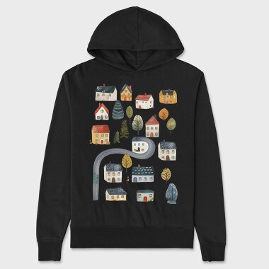 Houses In Night, Hanorac Oversize Barbati (Unisex)