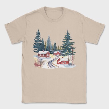 Houses In Snowy Forest, Tricou Barbati (Unisex)