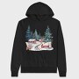 Houses In Snowy Forest, Hanorac Oversize Barbati (Unisex)