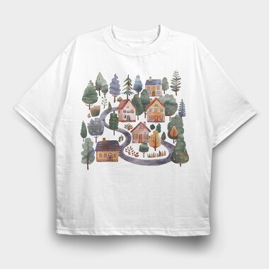 Houses Nature Path, Tricou Oversize Barbati (Unisex)
