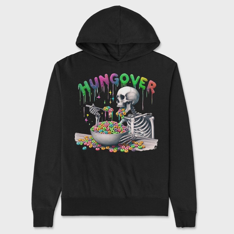 Hungover Skeleton Cereal, Hanorac Oversize Barbati (Unisex)