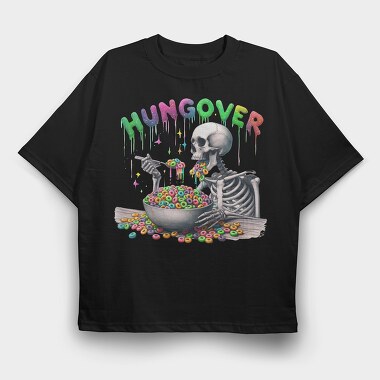 Hungover Skeleton Cereal, Tricou Oversize Barbati (Unisex)