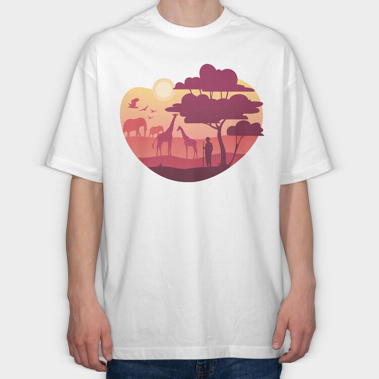 African Landscape, Tricou Oversize Barbati (Unisex)