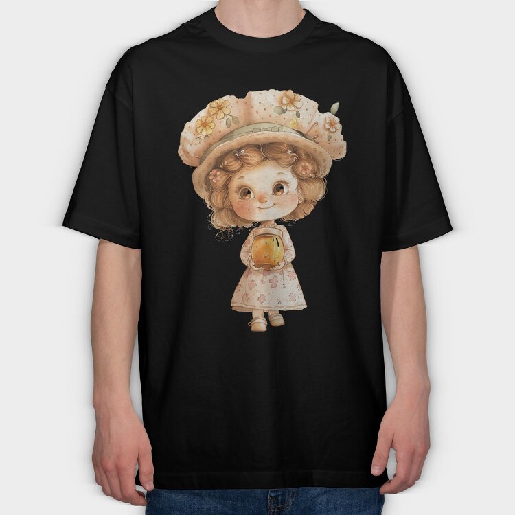 Honey Flower Girl Clipart, Tricou Oversize Barbati (Unisex)