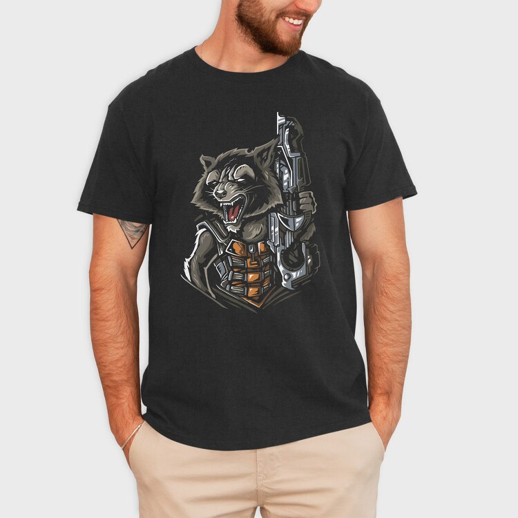 Cyber Raccoon, Tricou Barbati (Unisex)