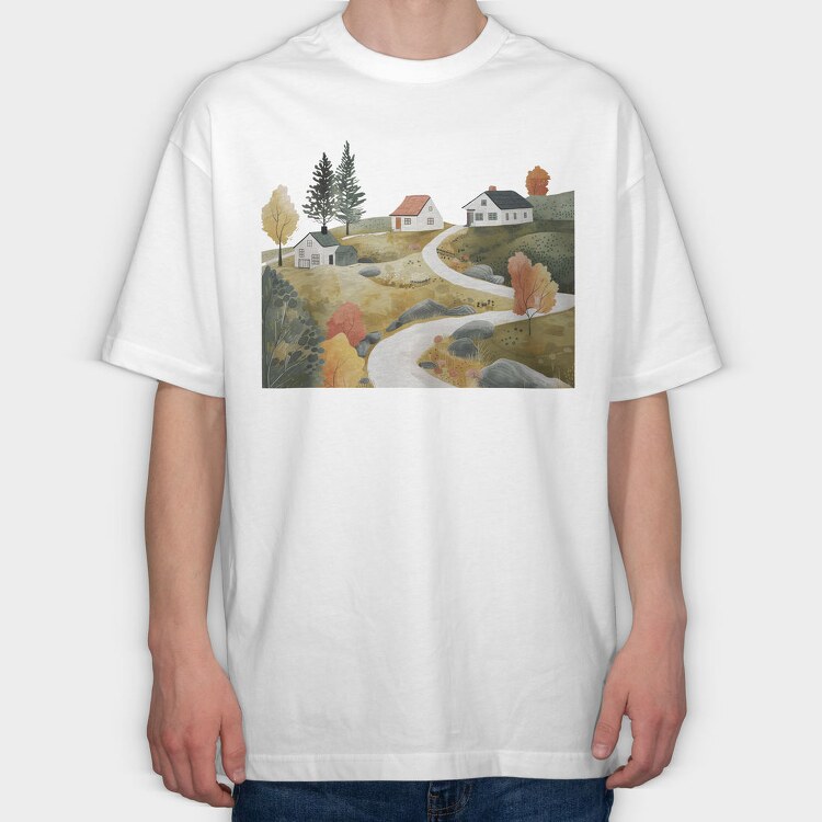 Houses In Countryside, Tricou Oversize Barbati (Unisex)