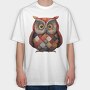 Hooting Christmas Quilt Owl, Tricou Oversize Barbati (Unisex)
