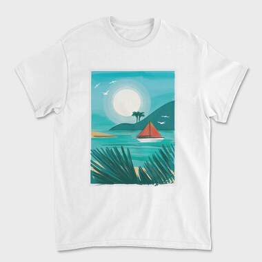 Watercolor Beach, Tricou Barbati (Unisex)