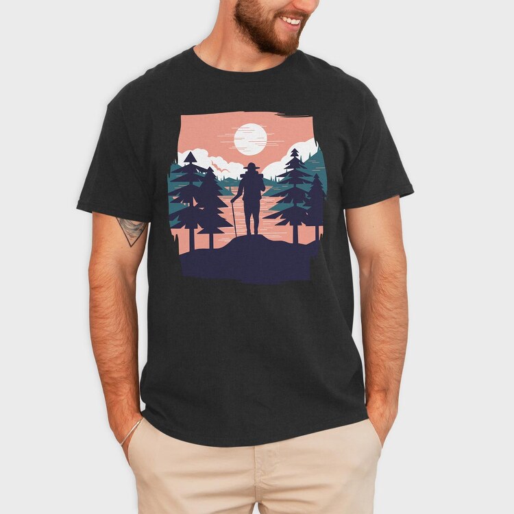 Hiking Sunset, Tricou Barbati (Unisex)