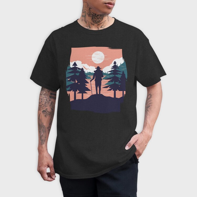 Hiking Sunset, Tricou Barbati (Unisex)