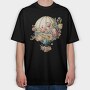 Hot Air Balloon Floral Vintage, Tricou Oversize Barbati (Unisex)