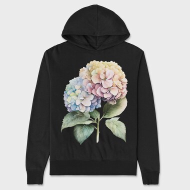 Hydrangea Flowers Watercolor, Hanorac Oversize Barbati (Unisex)
