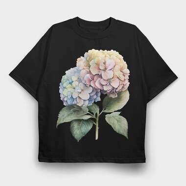 Hydrangea Flowers Watercolor, Tricou Oversize Barbati (Unisex)