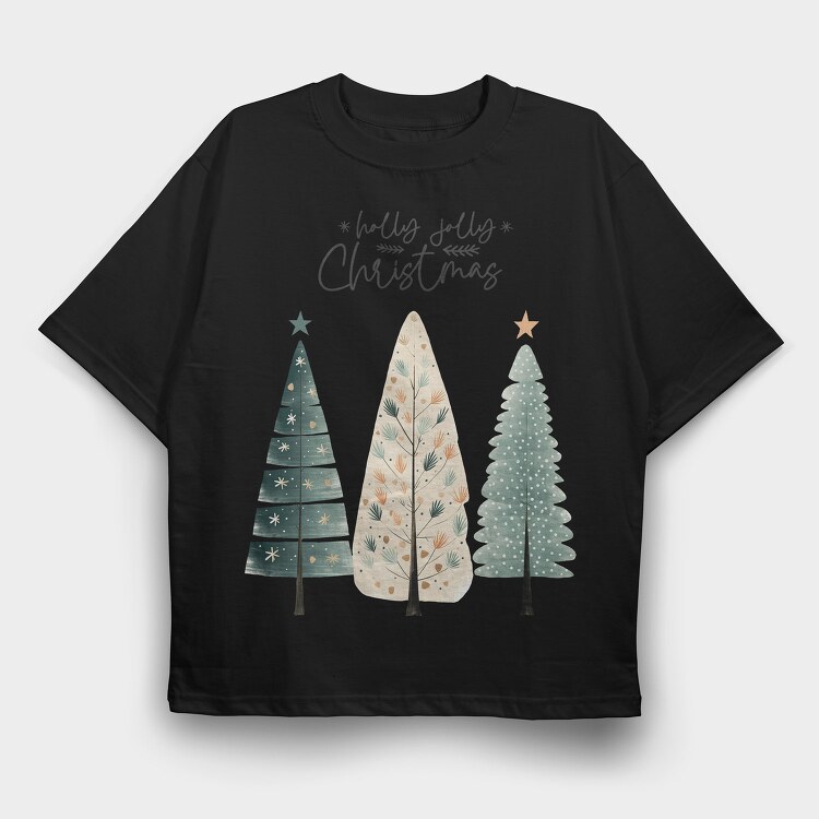 Hygge Christmas Trees, Tricou Oversize Barbati (Unisex)