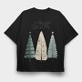 Hygge Christmas Trees, Tricou Oversize Barbati (Unisex)
