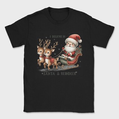 I Believe In Santa Reindeer, Tricou Barbati (Unisex)
