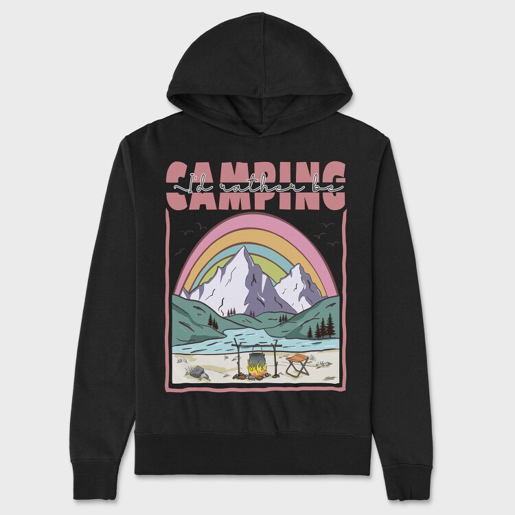 I D Rather Camping, Hanorac Oversize Barbati (Unisex)