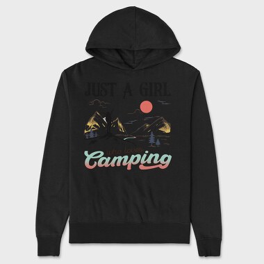 Just A Girl Loves Camping, Hanorac Oversize Barbati (Unisex)
