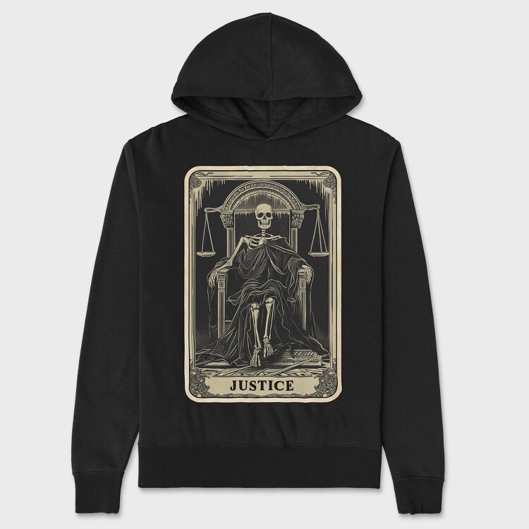 Justice Skeleton Card, Hanorac Oversize Barbati (Unisex)