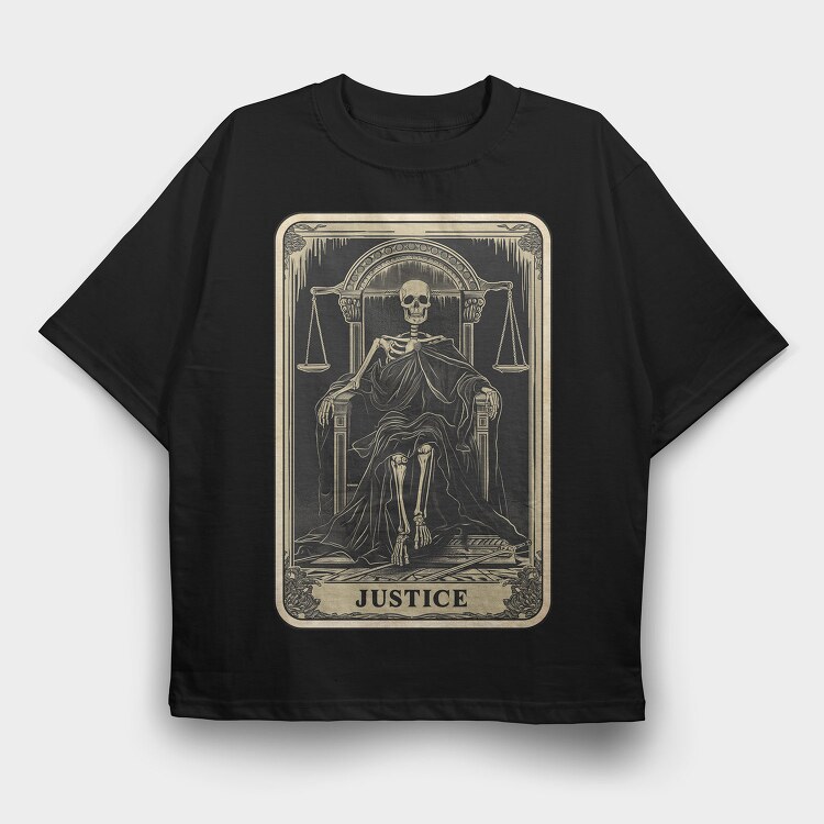 Justice Skeleton Card, Tricou Oversize Barbati (Unisex)