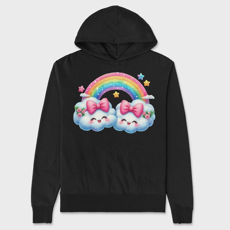 Kawaii Cloud Rainbow, Hanorac Oversize Barbati (Unisex)