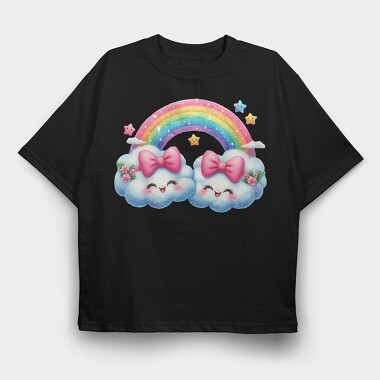 Kawaii Cloud Rainbow, Tricou Oversize Barbati (Unisex)