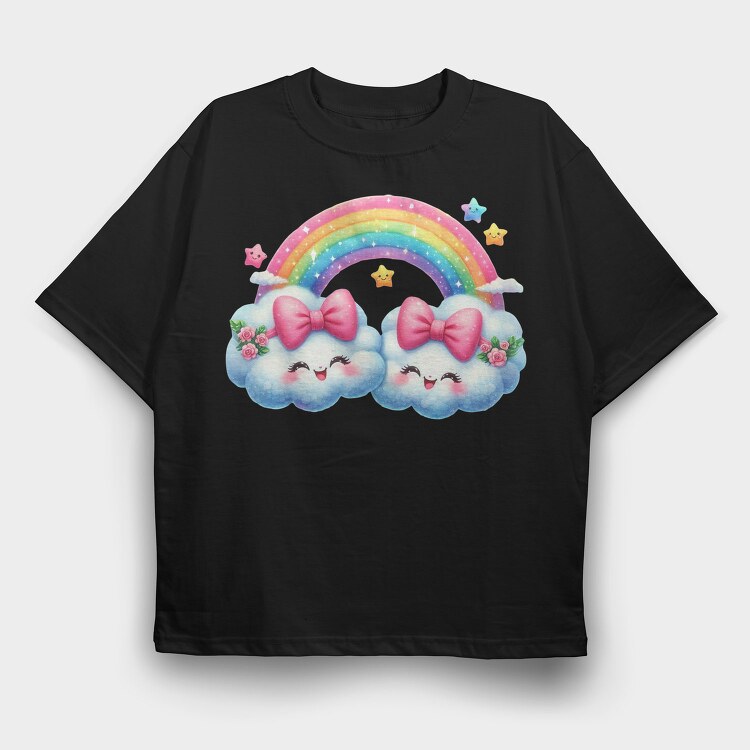 Kawaii Cloud Rainbow, Tricou Oversize Barbati (Unisex)