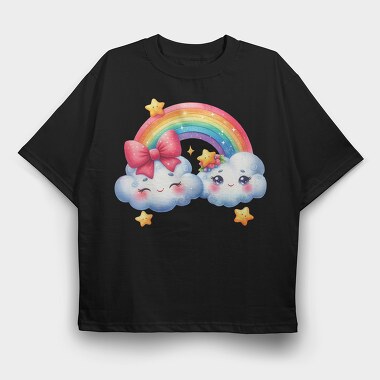 Kawaii Clouds Joy, Tricou Oversize Barbati (Unisex)