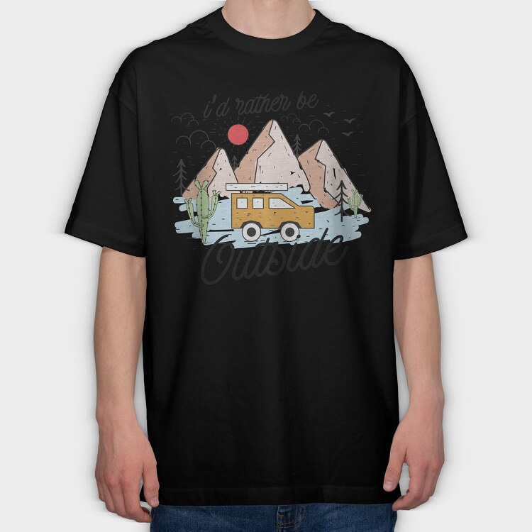 I D Rather Be Outside, Tricou Oversize Barbati (Unisex)